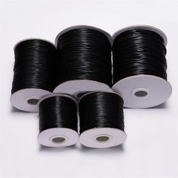 cotton necklace cord Canada - 10m Lot Dia 0.5mm-2mm Black Waxed Cotton Cord Waxed Thread Cord String Strap Necklace Rope For Jewelry Making Supplies Wholesale 1531 V2