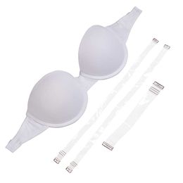 YBCG Push-up Bra Strapless Transparent Straps Underwear Adjusted Convertible Strap Solid Gather Lingerie A B C D Cup 210623