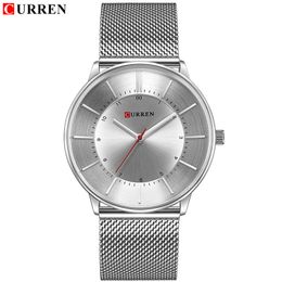 CURREN Watch Men Fashion Casual Quartz Watches Men's Simple Business Waterproof Watch Male Thin Full Steel Analog Clock Gift 210517