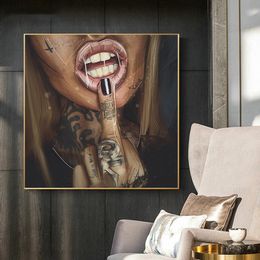 pictures tattoos Australia - Paintings WEIWEI ART Abstract Cool Tattoo Girl Pictures Sexy Women Graffiti Street Portrait Posters Canvas Painting For Living Room