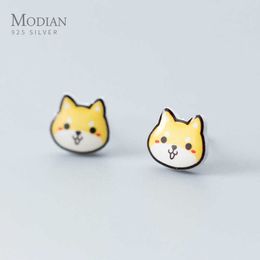 Real 925 Sterling Silver Cute Animal Little Dogs Stud Earrings for Women Female Hypoallergenic Jewelry Girl Gift 210707