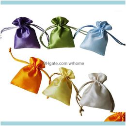 cloth gift pouches Canada - Gift Event Festive Supplies Home & Gardengift Wrap 30 Pcs Lot Silk Cloth Jewelry Pouches Wedding Candy Bags Solid Color Pocket Packaging Par
