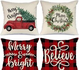NEW 1PCS Christmas Festival Pillow Case Santa Claus Printing Dyeing Sofa Bed Home Decor Pillow Cover Bedroom Christmas Cushion