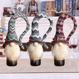 Party Favour Red Wine Bottle Bag Santa Claus Set Holiday Dress Christmas Faceless Doll Gifts Navidad