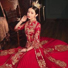 Ethnic Clothing Suzhou Embroidery Phoenix Wedding Dress Cheongsam Chinese Style Marrige Set Oriental Bride Costume Exquisite Qipao Marriage