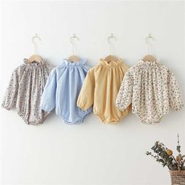 Long Sleeve Baby Girl Clothing Jumpsuits Soft Cotton born Clothes Spring Rompers Summer Floral Plaid 211101