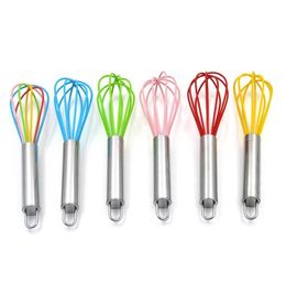 Silicone Whisk With Stainless Steel Handle Egg Tools Beaters Butter Blender Kitchen Whisking Dough