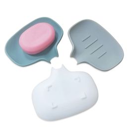 Portable Silicone Soap Dish with Drain Self Draining Bathroom Accessories Storage Rack Kitchen Sponge Holder KDJK2104
