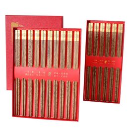Chopsticks Pure Copper Solid Wood, No Paint, Wax, Healthy Chinese Wenge Wood And Red Sandalwood Gift Package