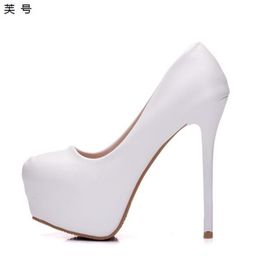 De Cuero Blanco Plataforma De Tacones De Aguja Oferta Online | DHgate.com