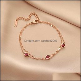 Link, Jewelrylink, Chain 316L Stainless Steel Fashion Upscale Jewellery 2 Layer Zircon Sexy Red Lips Passionate Lover Bracelets Bangles For Wo