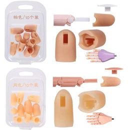10Pcs Nail Art Practise Silicone Finger Cover Hand Replacement Parts - flesh