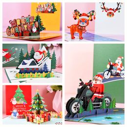 Christmas Pop Up Cards Xmas Greeting Gift with Envelopes Stickers Bulk Cardstock Clearance Paper Indoor Decorations Ornaments Vintage Santa Kids Women Men Mom 5 PC