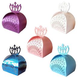 Gift Wrap 25pcs/pack Crown Laser Cut Hollow Gifts Chocolate Candy Boxes Baby Shower Wedding Party Favours Supplies