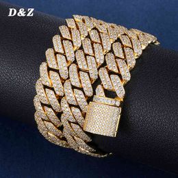 12mm Box Clasp Cuban Link Necklace Iced Out Cubic Zirconia 4 Prong Necklace Hip Hop Men Fashion Jewellery CZ Stones Hip Hop Rapper X0509