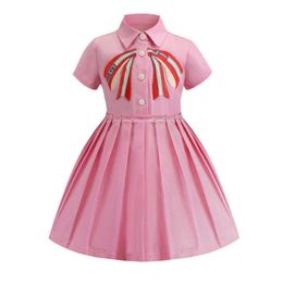 2021 Kids Dresses for Toddler Girls Plaid Striped Designer Brand Luxury Summer Clothes Princess Baby Girl Party Dress Q0716