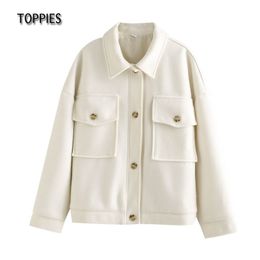 Toppies Women New Beige PocketsCasual Jacket Fashion Women Jackets 210412