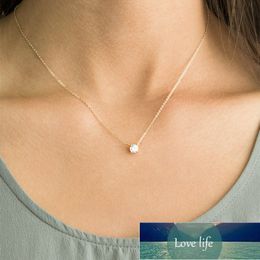 Elegant Charming Gold Chain Necklaces Women Jewellery Ladies Wedding Party Gifts Simple Geometric Crystal Zircon Ckoker Necklace