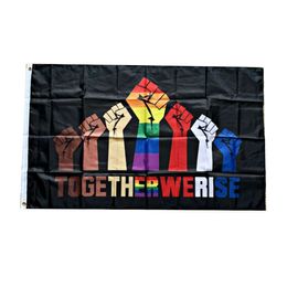 Together We Rise Pride Rainbow Flag For Decoration 3x5FT Promotional Festival Party Gift 100D Polyester Indoor Outdoor Printed