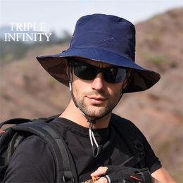 Outdoor Hats Mens Fishing Hat High Quality Wide Brim Breathable Sun Mountaineering Cap Waterproof Foldable Both Side Panama