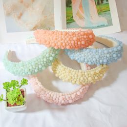 Luxury Candy Beads Sponge Baroque Headbands Women Crown Thick Padded Hairbands Party Headwear Hair Accessories