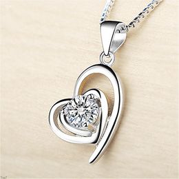 Crystal Womens Necklaces Pendant women's flash zircon heart Love Silver Plated gold