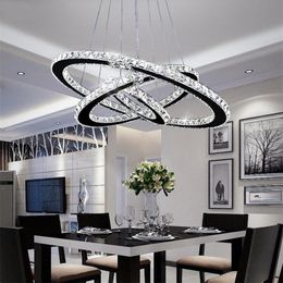 Ring Crystal Chandelier Stainless Steel Luxury Led Modern Atmosphere Home Decoration Hanging Light Pendant Lamps