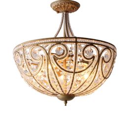 Ceiling Lights American Antique Wrought Iron Lamp Dining Room Bedroom Corridor Entrance Crystal
