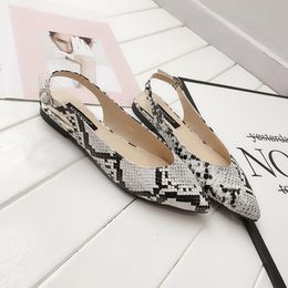 Women Pointed Toe Flats Sandals Snake Printed Back Strap Fashion Casual Ladies Work Office Shoes Comfort Shallow