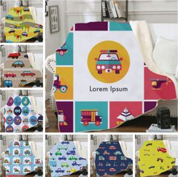 Throw Blankets Cartoon Car Printed Blankets Square Picnic Blanket Kids Couch Soft Plush Bedspreads Thin Quilt 23 Designs DW4487