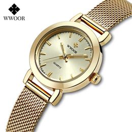 WWOOR Luxury Watch Women Fashion Small Bracelet Gold Ladies Dress Quartz Wristwatches Waterproof Clocks Montre Femme Reloj Mujer 210527