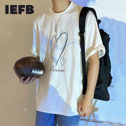 IEFB Vintage Love Print Round Neck Short Sleeve T-shirt For Men Simple Casual Men's Tee Black White Tops Summer 9Y6939 210524