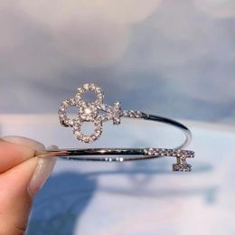 Trendy Luxury Stackable Bangle Cuff For Women Wedding Full Cubic Zircon Crystal CZ Dubai Bracelet Party Jewellery S0544