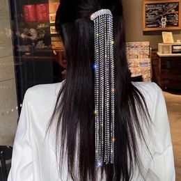 Full Diamond Tassels Hair Clip Flash Rhinestone Chain Hairpin Spring Horsetail Women Girls Tie Korean Headbands Hair Accessories