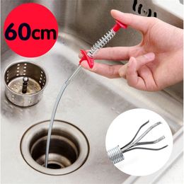 60cm Drain Snake Spring Pipe Dredging ToolS Dredge Unblocker DrainS Clog Tool for Kitchen Sink Sewer Cleaning Hook Water SinkTool FHL147-WLL