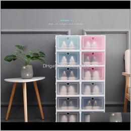 Bins Housekeeping Organization Home & Garden Drop Delivery 2021 Thicken Storage Stackable Clear Plastic Box Dustproof Transparent Shoe Boxes