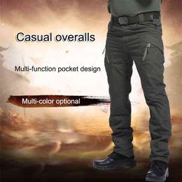 Men Trousers Solid Color Tactical Waterproof Multi-pockets Long Pants HSJ88 210715