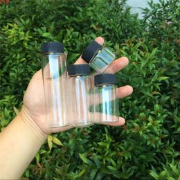 Glass Bottles Plastic Cap Black Screw Vials Bottle 20ml 50ml 65ml 90ml Food Gift Jars 24pcs Free Shippingjars