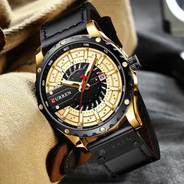 Man Watch Curren Top Brand Casual Leather Wristwatches for Men Fashion Quartz Clocks Relojes Para Hombre Q0524