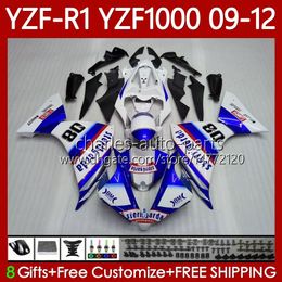 OEM MOTO Body For YAMAHA YZF-R1 YZF1000 YZF 1000 CC R 1 2009-2012 Bodywork 92No.16 1000CC YZF R1 YZFR1 09 10 11 12 YZF-1000 2009 2010 2011 2012 Fairings Kit blue white blk