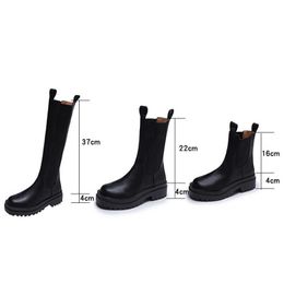 TUINANLE Chelsea Boots Chunky Boots Women Winter Shoes PU Leather Plush Ankle Boots Black Female Autumn Fashion Platform Booties Y0910