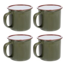 Mugs 4pcs Enamel Vintage Water Cups Heat-resistant Tea (Green)