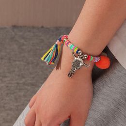 Link, Chain Design Bull Head Pendant Women Link Bracelet Animal Charm Bangle Party Birthday Shell Jewelry Gift