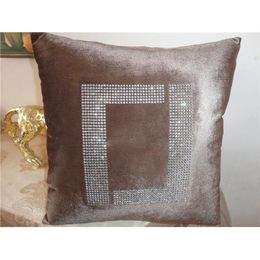 Casual Luxury Throw Pillow With Diamond High Quality Designer Fashion Cashmere Cushion Cotton Silk Letter F Printed Pillows Cover Kissen
