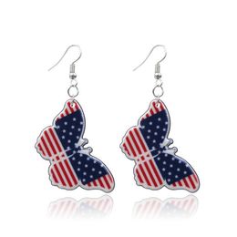 American flag Earrings acrylic butterfly shape national flag Earrings Independence Day ornaments X0709 X0710