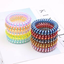 Fashion Shiny Hair Coil Ties Girls Women Rubber Bands Rope Rings Telephone Wire Cord Gum Hairs Tie Bracelet Stretchy S