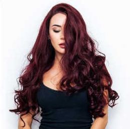 Hair Lace Wigs Fashion High Temperature Silk Wig Women's Long Curly Hair Wine Red hine-made Chemical Fibre Headband Wigs