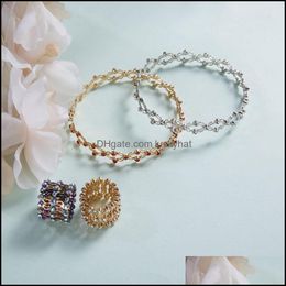Link Bracelets Jewelrylink Chain 1Pc Magic Retractable Ring To Bracelet Adjustable Rhinestone Wide For Women Teens Fashion Jewellery Wedding