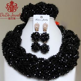 Earrings & Necklace Fashionable Black Statement African Nigerian Set Bridal Women's Beads Jewellery Dubai Costume Jewellery