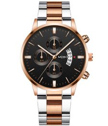Men's quartz watch fashion business calendar large dial sports leisure gold strap
